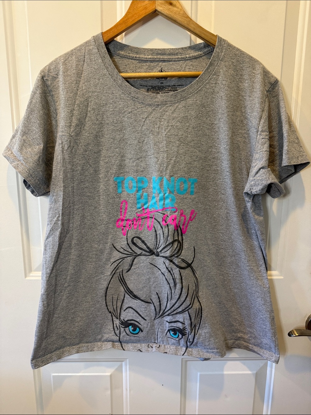 Disney Tinkerbell Gray Tee with Turquoise & Pink Graphic